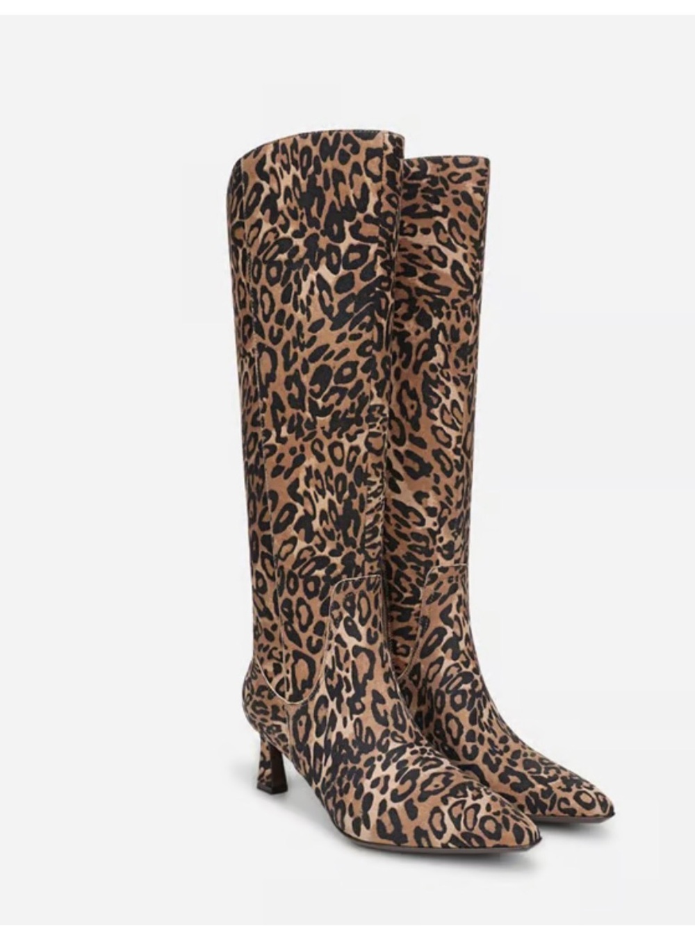 Naturalizer Leopard Print Knee-High Heeled Boots - Black & Brown SZ 7W
